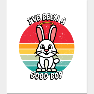 Cute white rabbit is a good boy Posters and Art